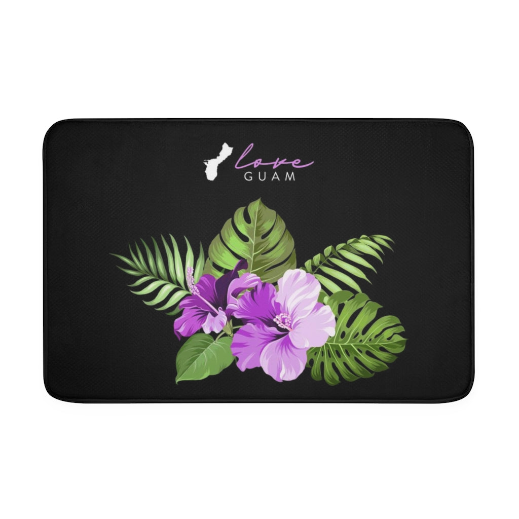 Love Guam Purple Hibiscus Memory Foam Bath Mat