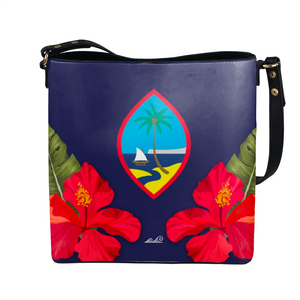 Guam Seal Hibiscus Paradise Vegan Leather Crossbody Large Shoulder Bag