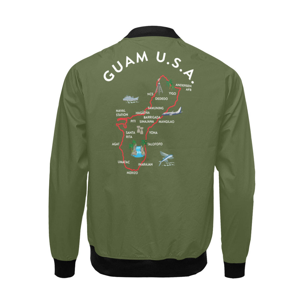 Guam Map Green Men's Bomber Jacket Plus Size