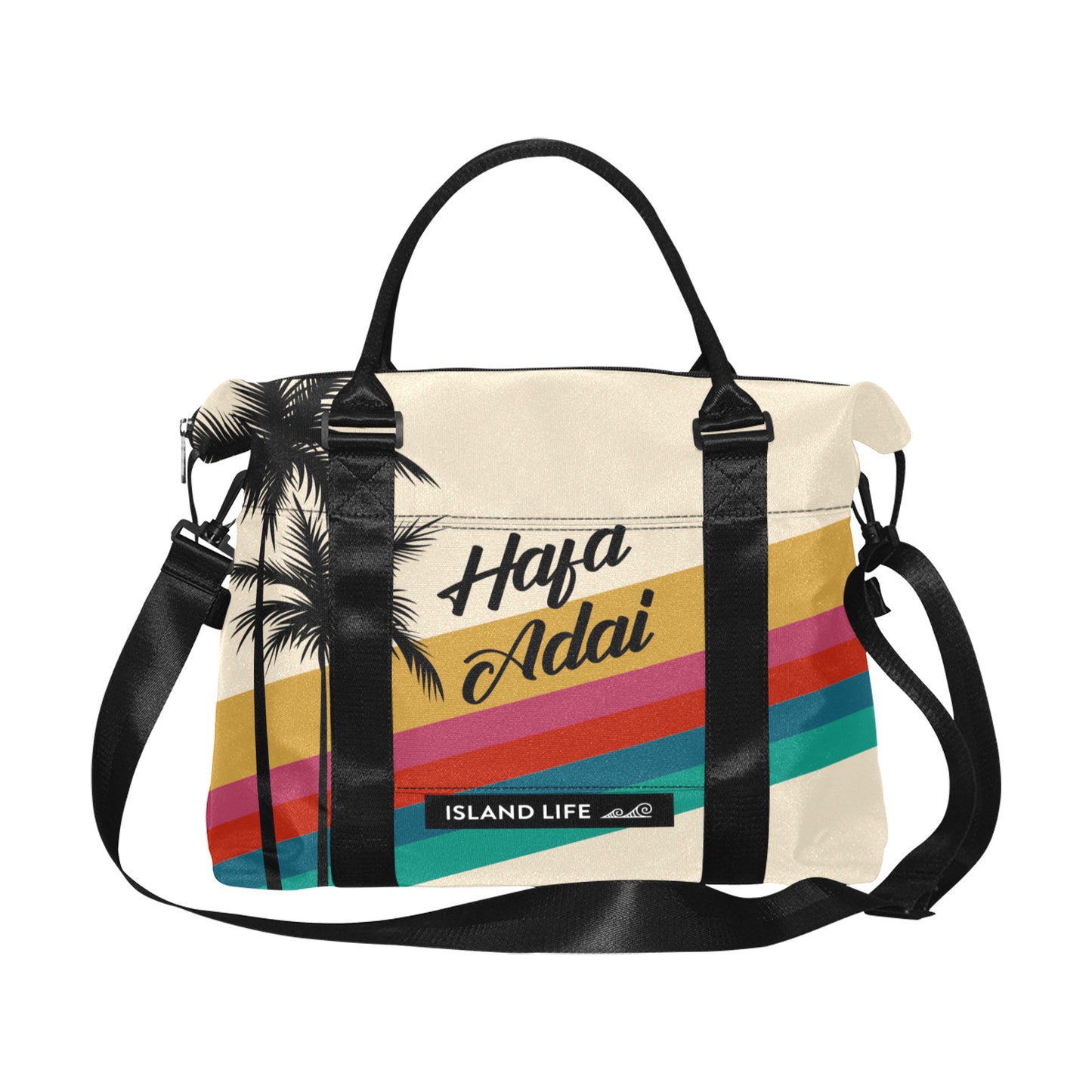 Retro Rainbow Guam CNMI Large Travel Duffel Bag