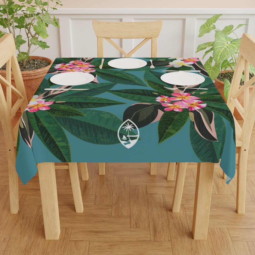 Guam Plumeria Blue Table Cloth