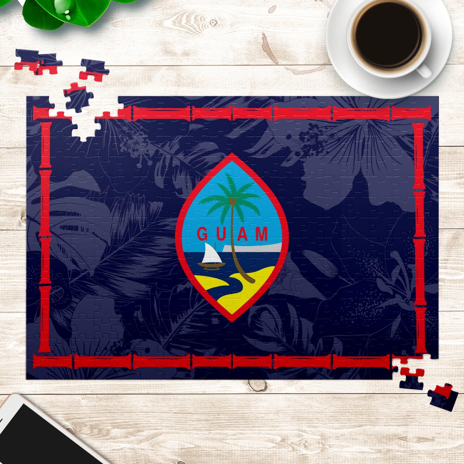 Guam Flag Bamboo Premium Jigsaw Puzzle