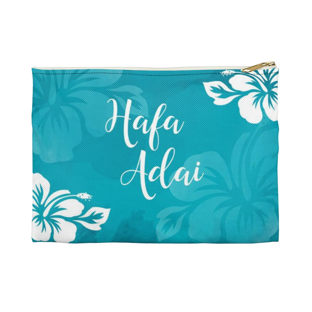 Hafa Adai Guam Chamorro Hibiscus Accessories Blue Carry All Pouch
