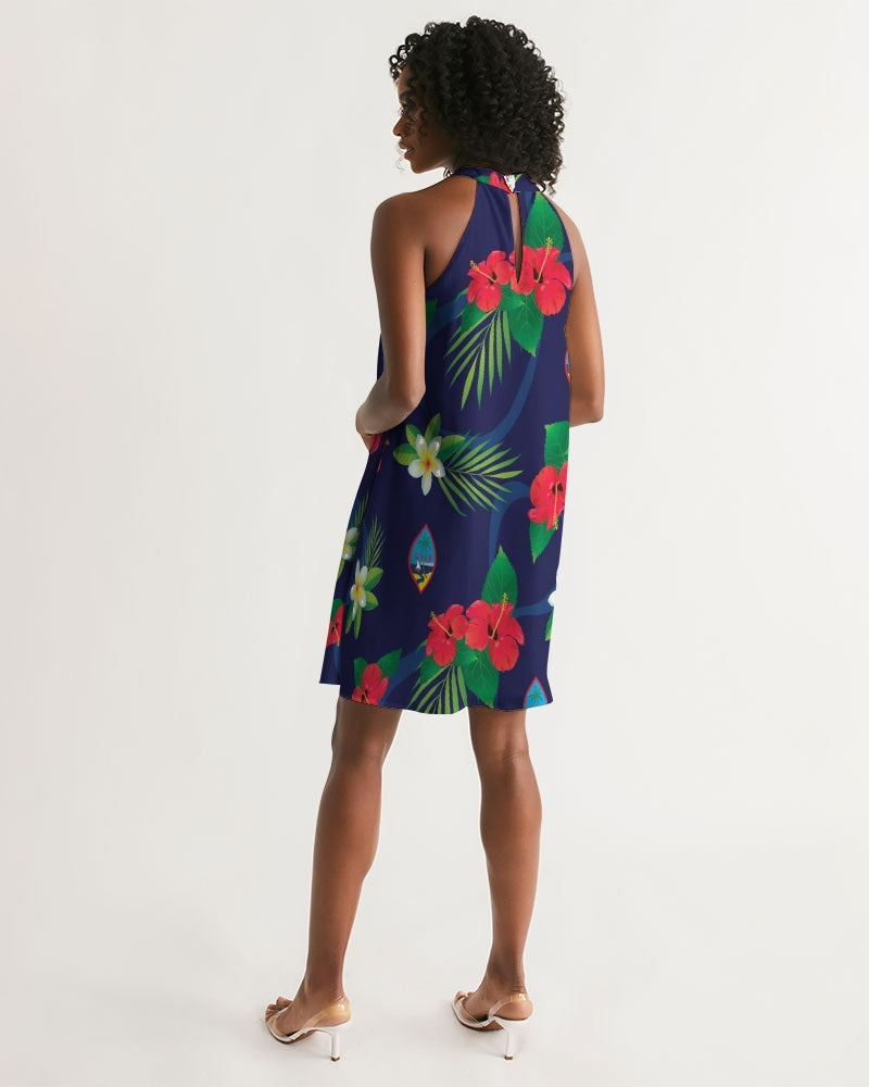 Guam Flag Flowers Women's Halter Dress