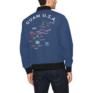 Guam Map Blue Men's Bomber Jacket