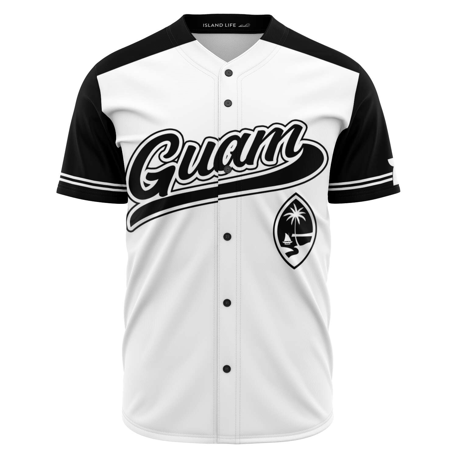 Guam Black and White Baseball Jersey 3XL