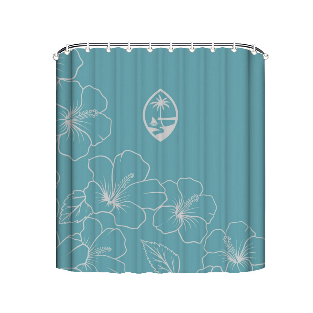 Guam Modern Hibiscus Light Blue Shower Curtain