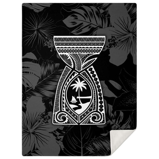 Latte Stone Guam Tribal Black Microfleece Blanket