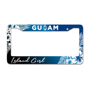 Guam Tropical Hibiscus Blue Aluminum License Plate Frame