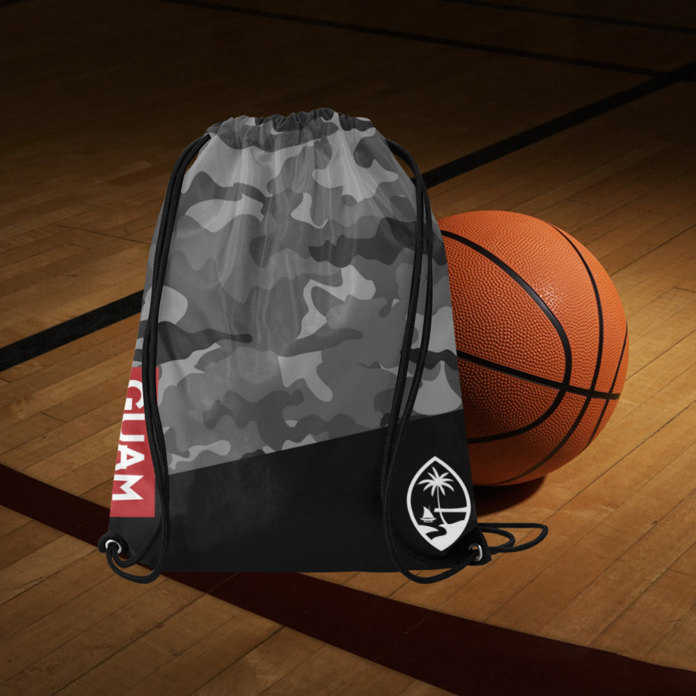 Guam Halftone Gray Camo Large Drawstring Bag