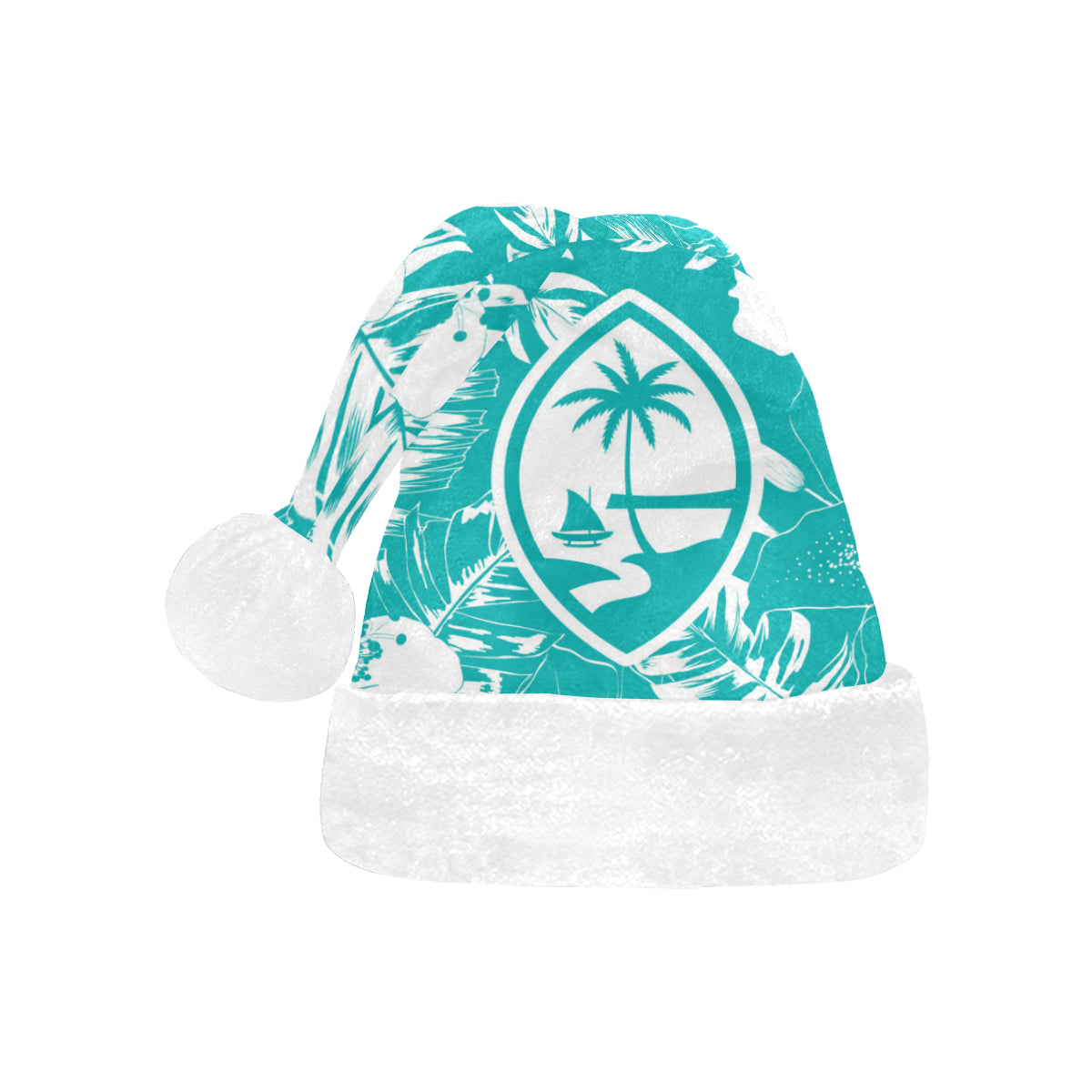 Guam Teal Hibiscus Santa Hat Santa Hat