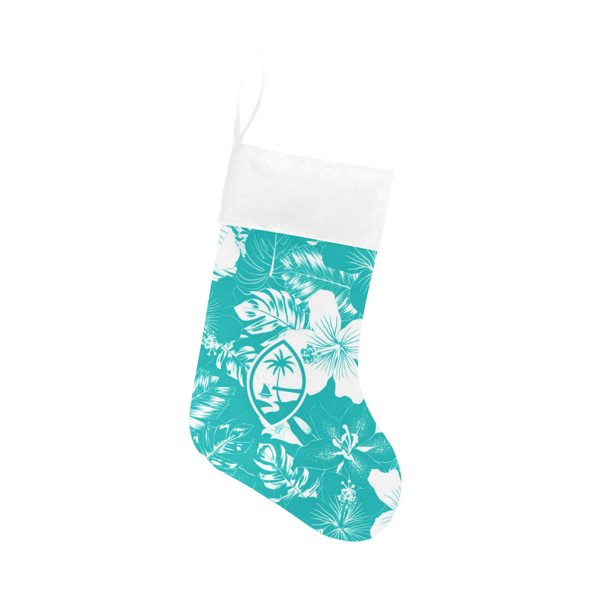 Guam Teal Hibiscus Christmas Stocking