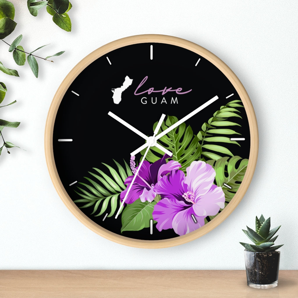 Love Guam Purple Hibiscus Wall clock