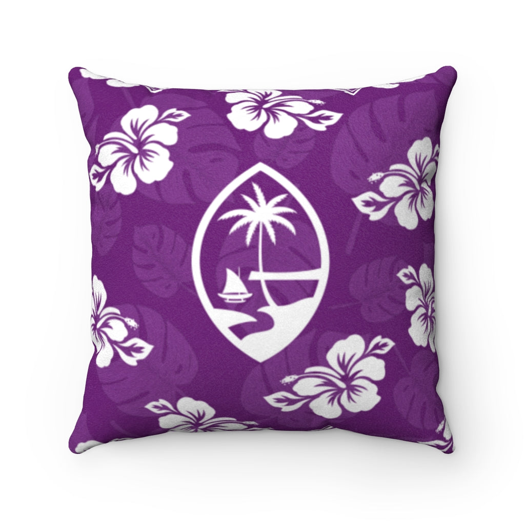 Guam Classic Purple Hibiscus Faux Suede Square Pillow Case