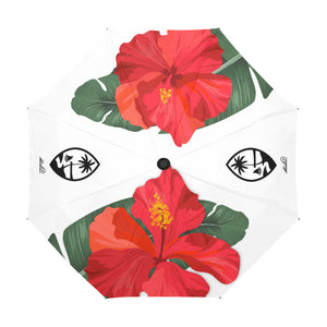 Guam Red Hibiscus Paradise White Anti-UV Auto Foldable Umbrella