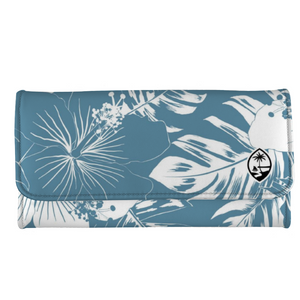 Guam Hibiscus Floral Slate Blue Trifold Women's Wallet