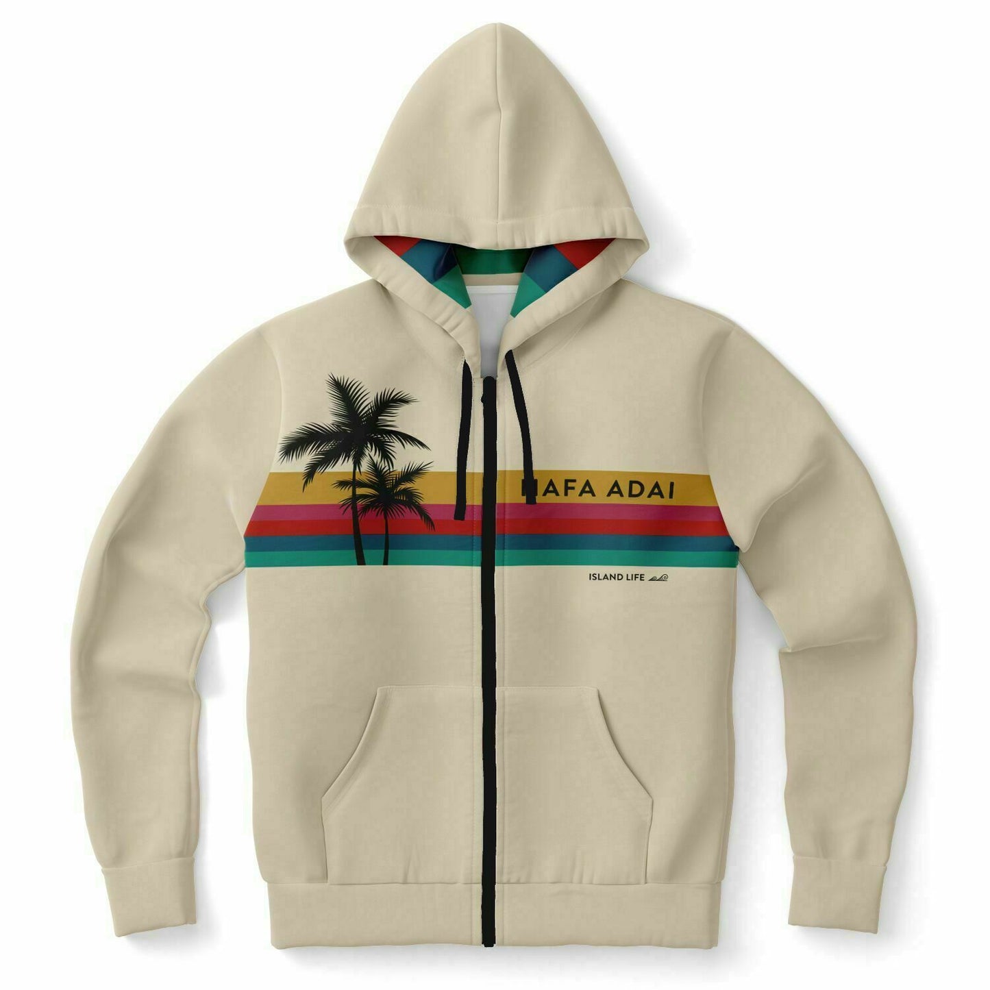 Hafa Adai Retro Rainbow Guam CNMI Zip Hoodie Jacket