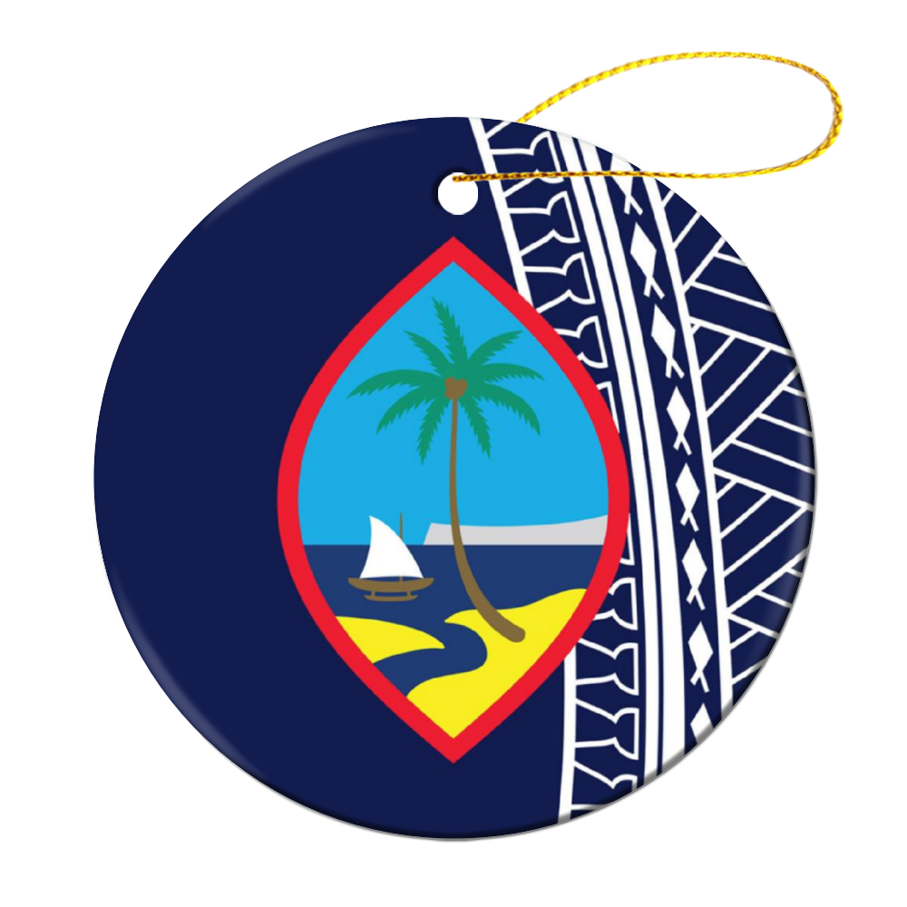 Guam Seal Blue Tribal Christmas Circle Ornament