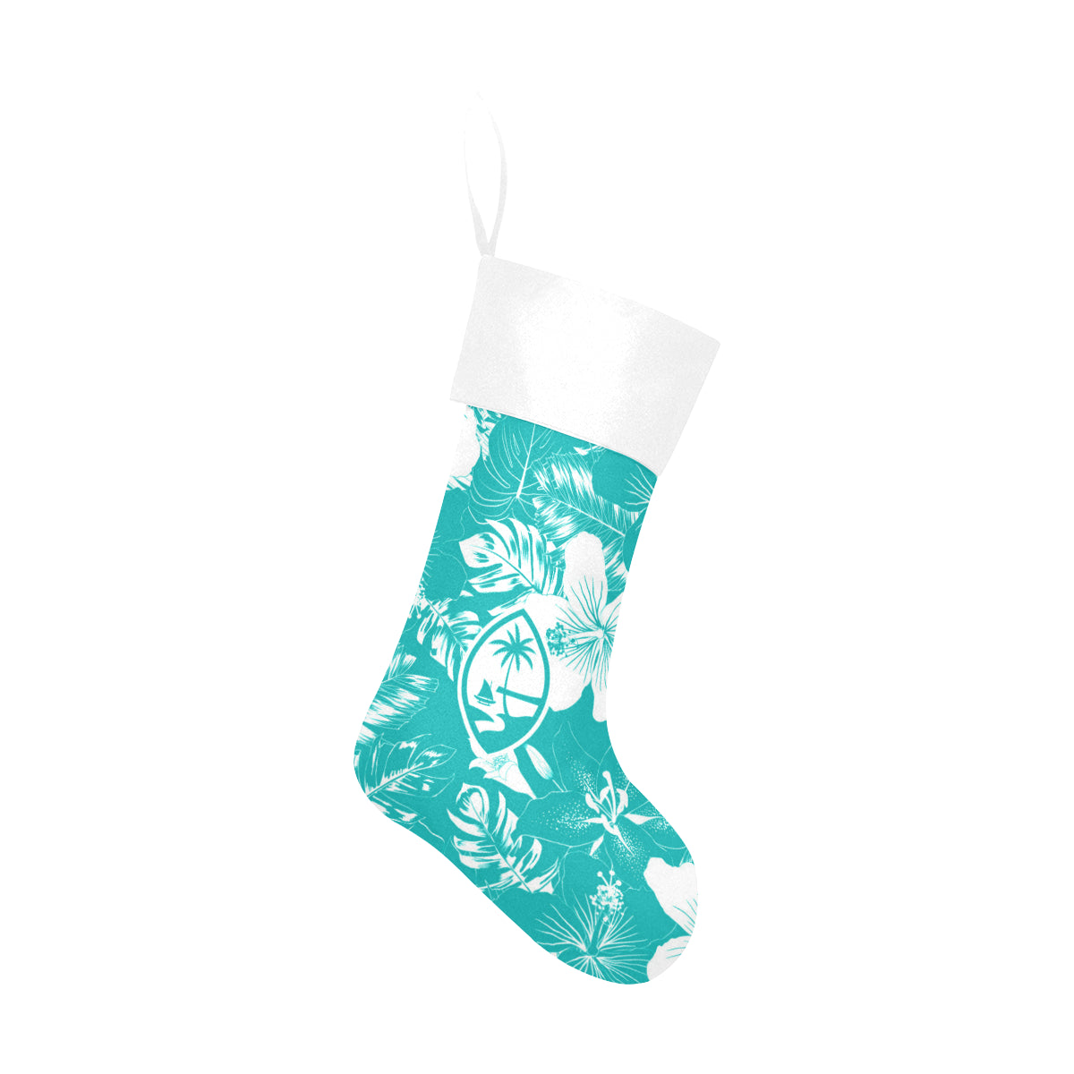 Guam Teal Hibiscus Christmas Stocking