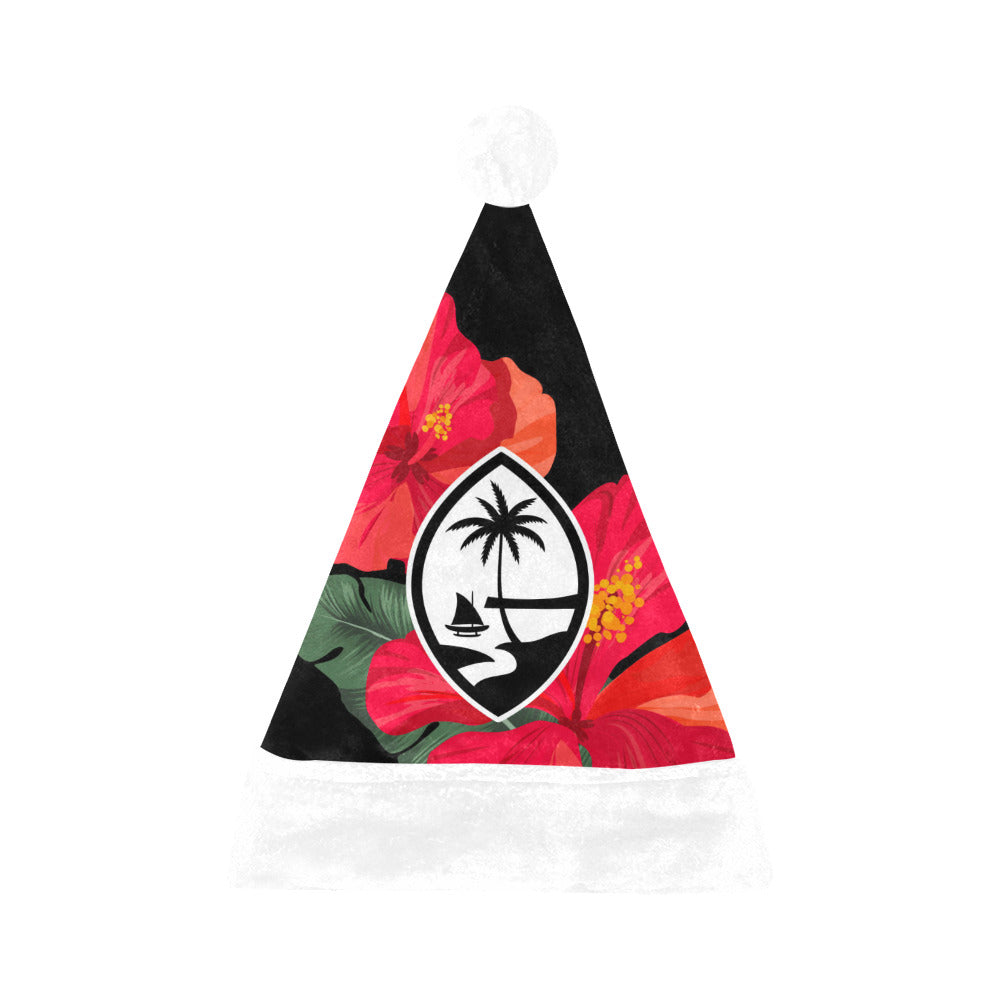 Guam Hibiscus Paradise Black Santa Hat