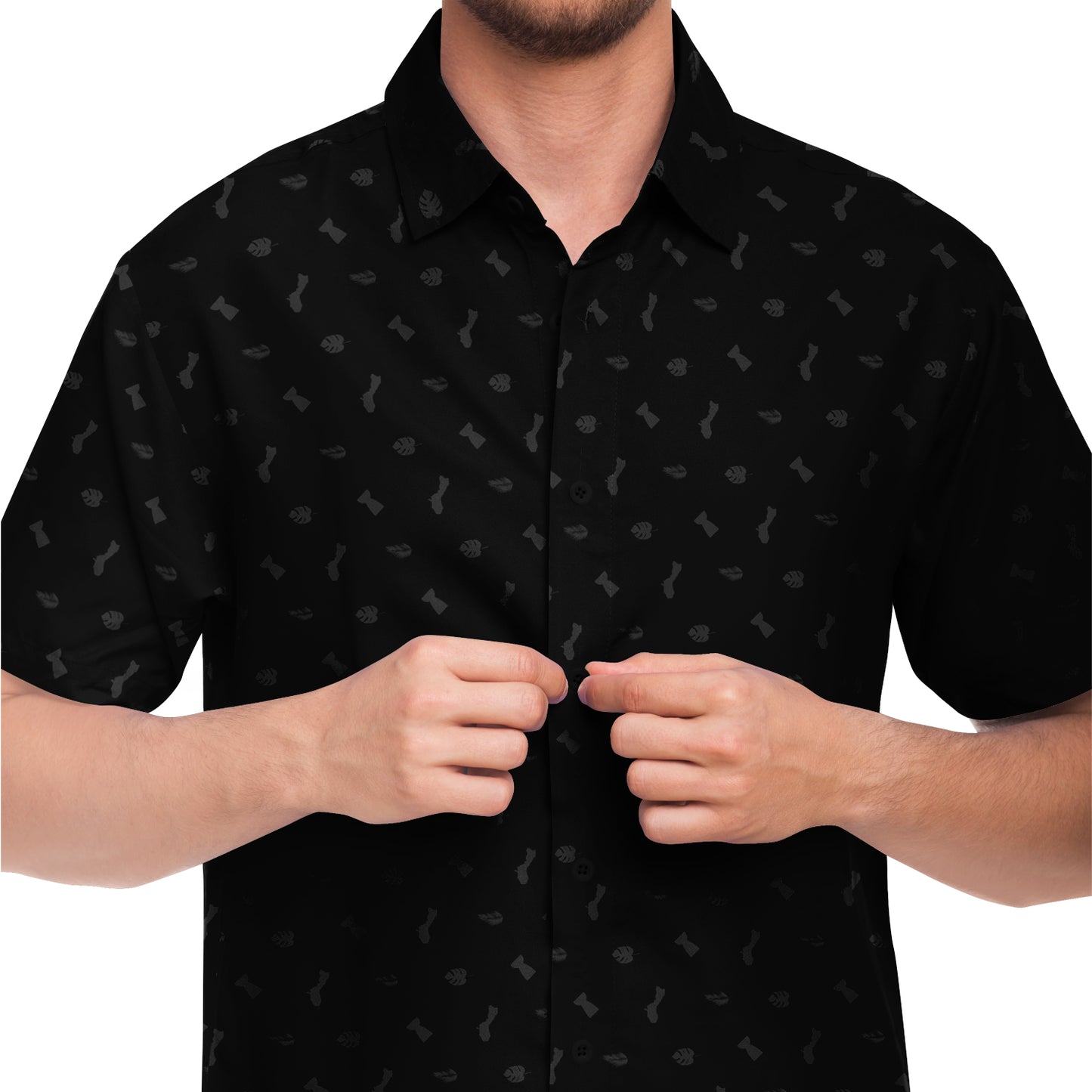 Guam Black Button Down All Over Print Shirt