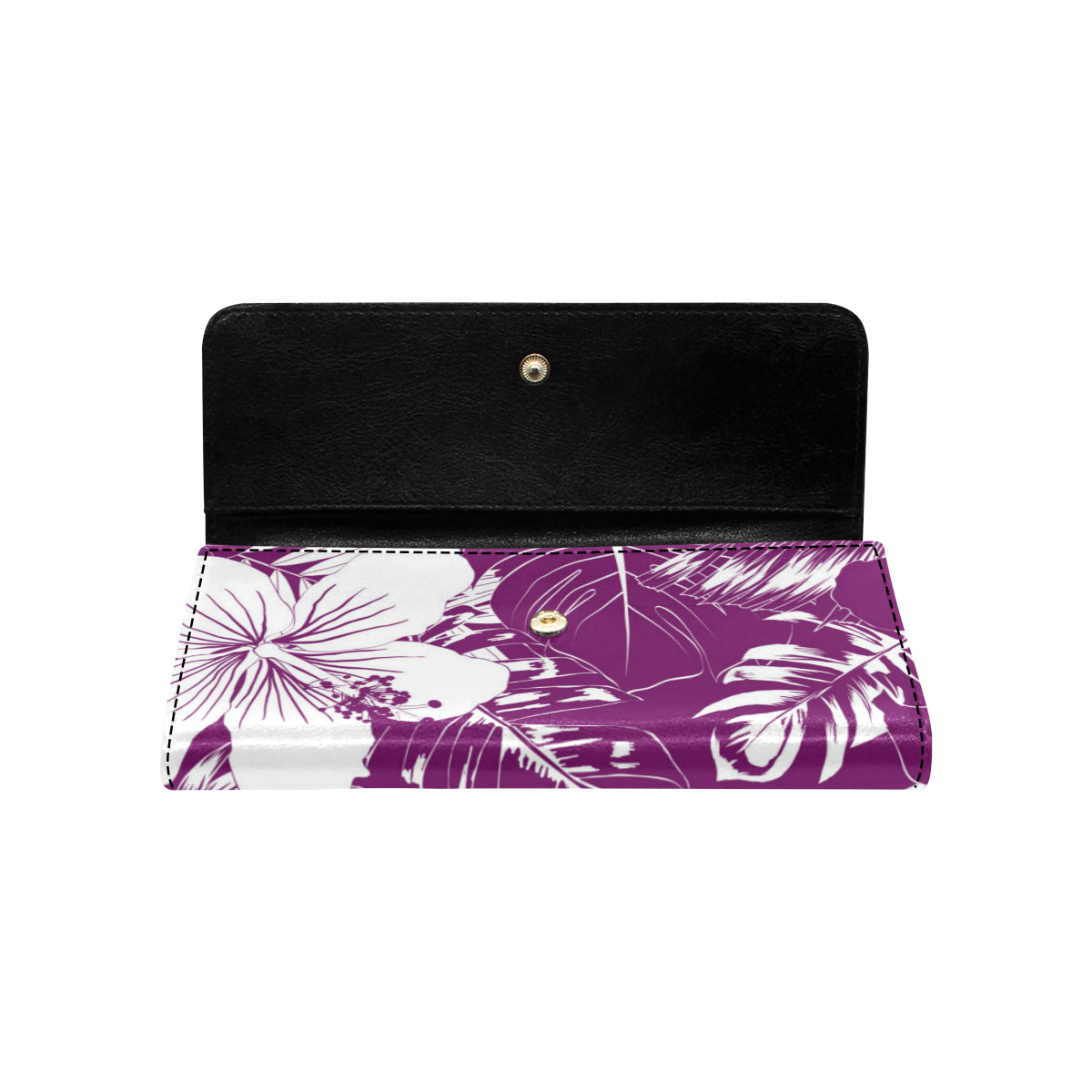 Guam Hibiscus Floral Purple Women's Trifold Wallet