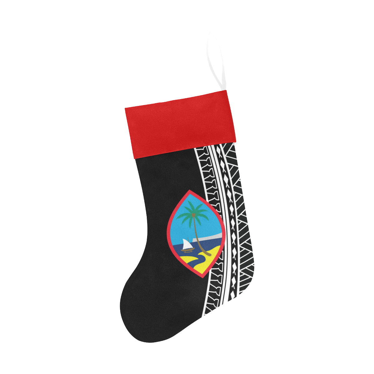 Guam Seal Tribal Black Christmas Stocking