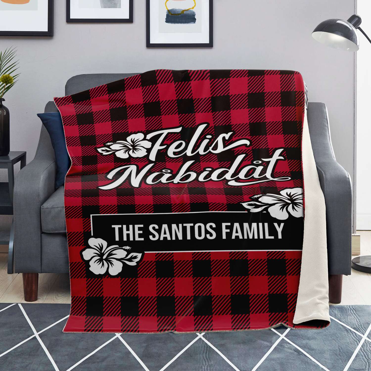 Felis Nabidat Christmas Guam CNMI Microfleece Blanket with Personalization