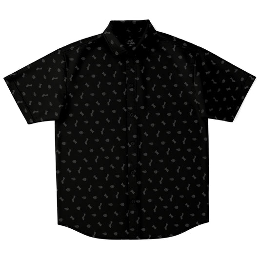 Guam Black Button Down All Over Print Shirt