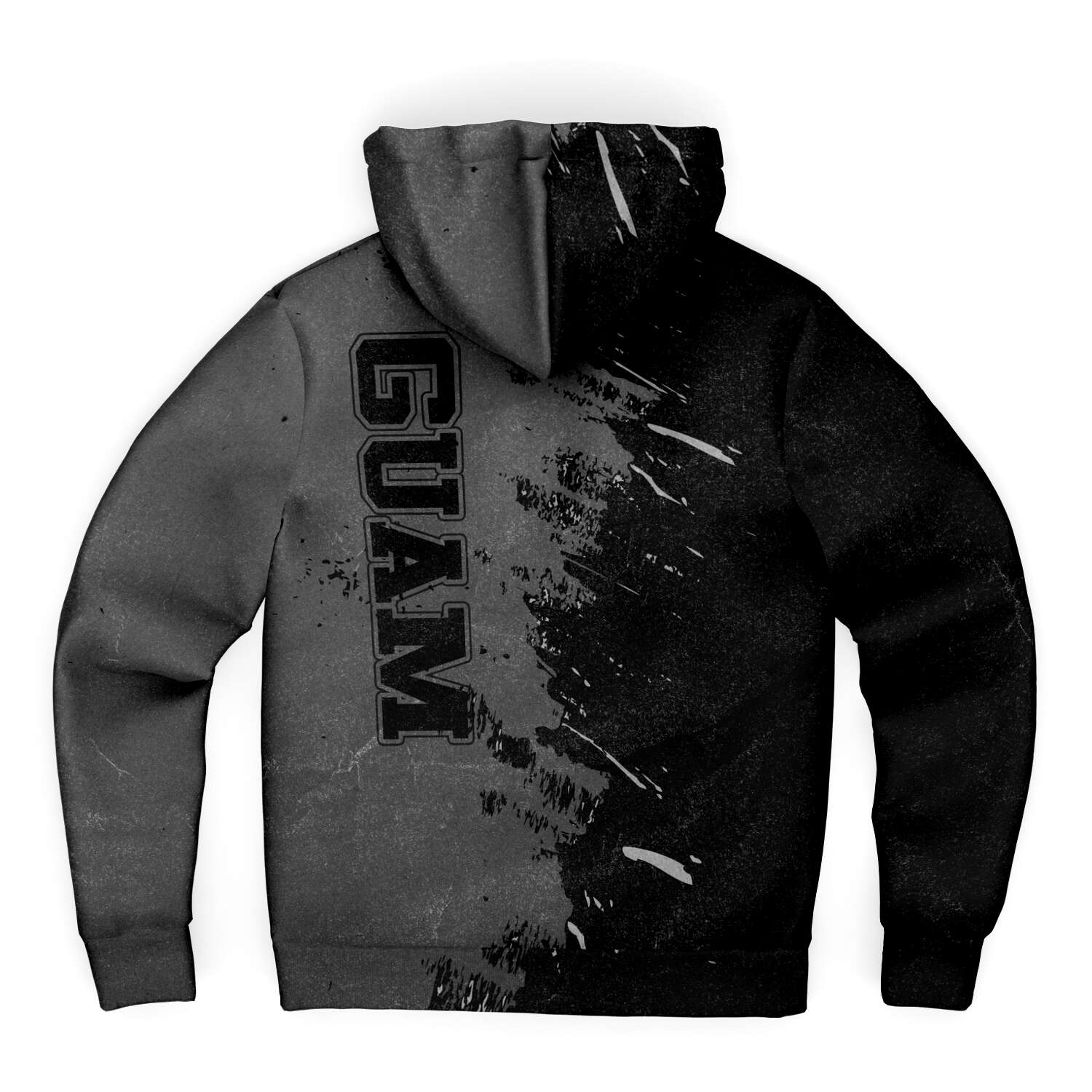 Guam Gray Brush Stroke Microfleece Hoodie Jacket