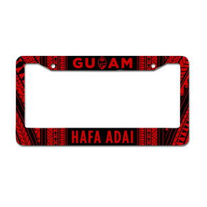 Guam Tribal Red Aluminum License Plate Frame