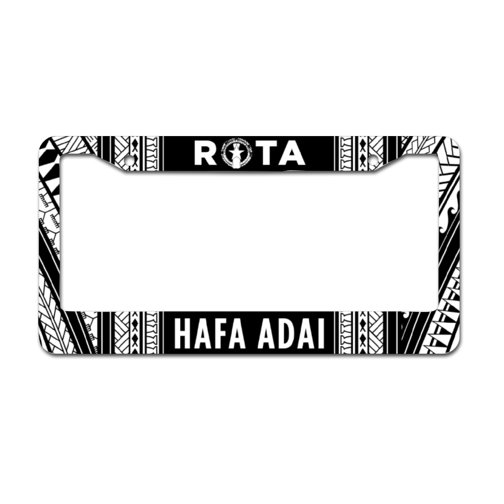 Rota CNMI Tribal Black Aluminum License Plate Frame