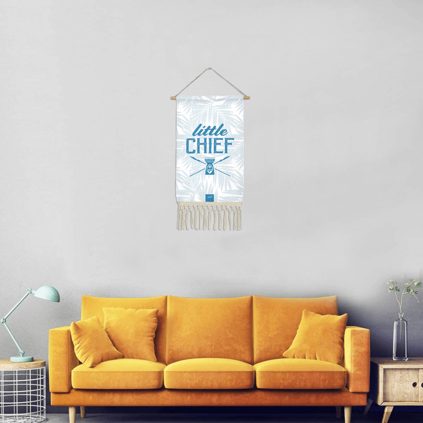 Little Chief Guam Light Blue Linen Hanging Poster