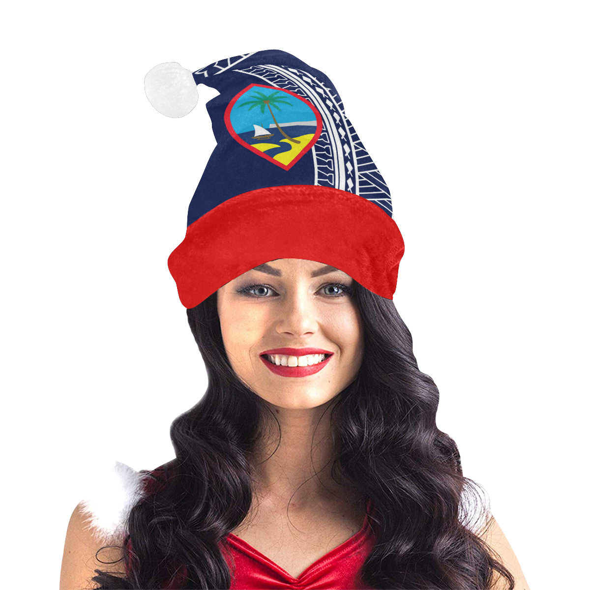 Guam Blue Tribal Santa Hat