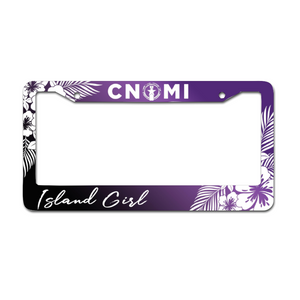 CNMI Tropical Hibiscus Purple Aluminum License Plate Frame
