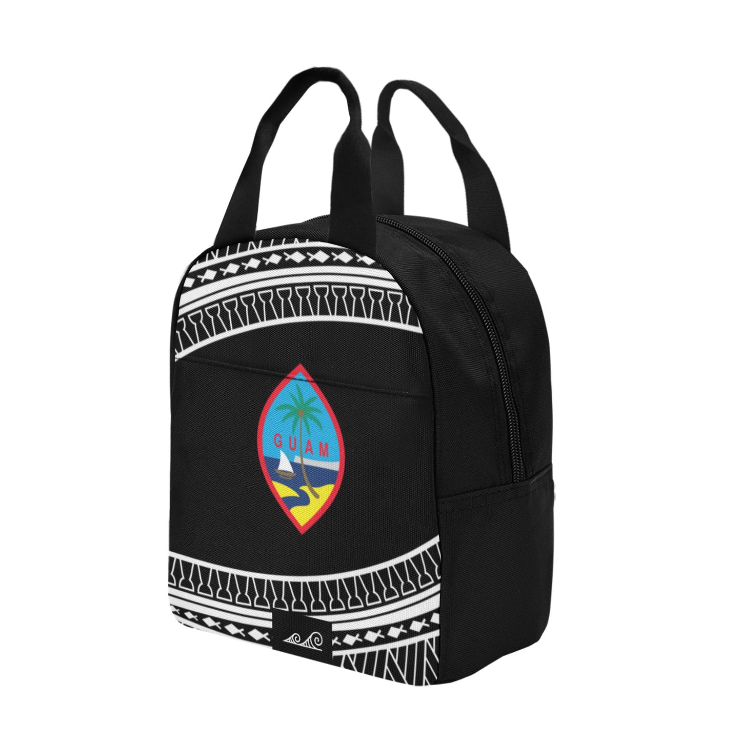 Hafa Adai Guam Tribal Black Zipper Lunch Bag