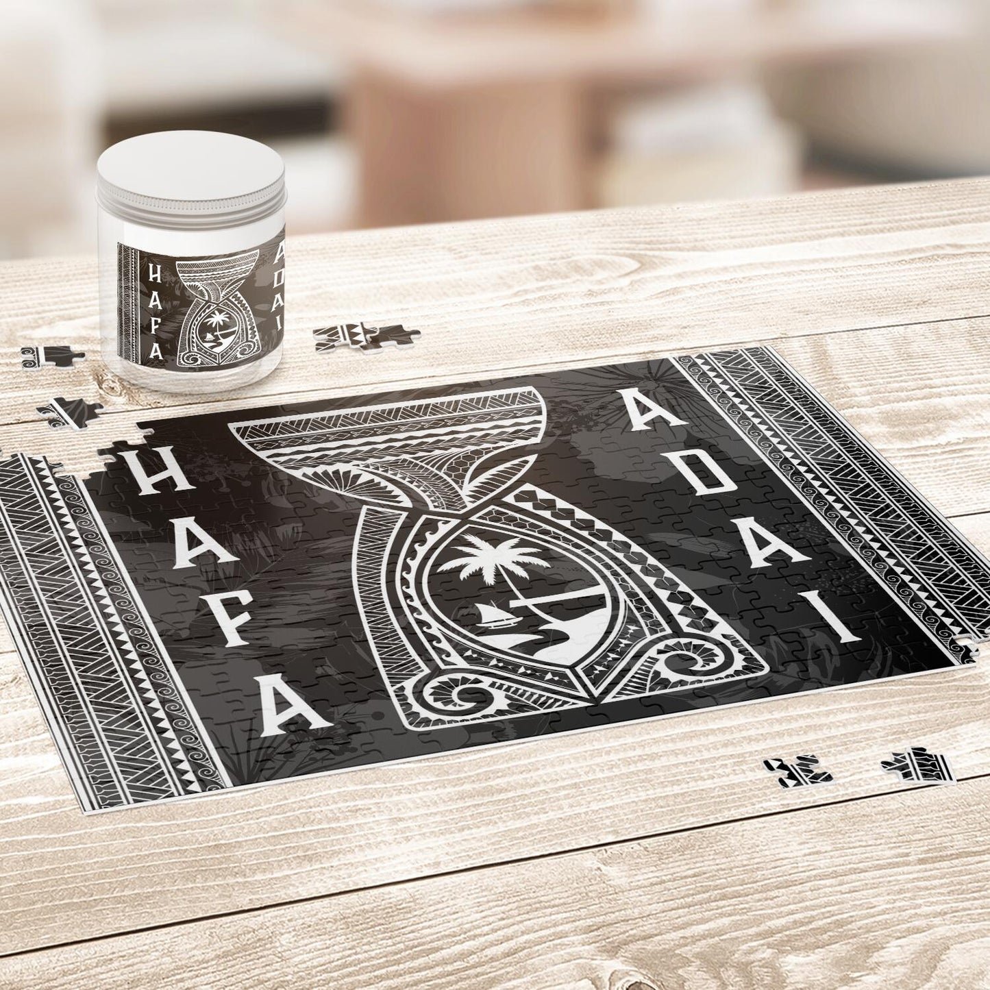 Latte Stone Hafa Adai Guam Chamorro Tribal Premium Jigsaw Puzzle