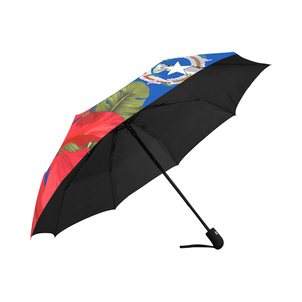 CNMI Seal Hibiscus Paradise Anti-UV Auto Foldable Umbrella