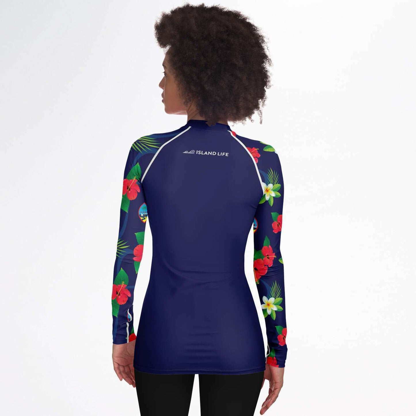 Guam Flag Flowers Women's Rashguard