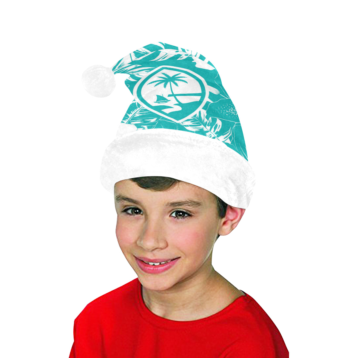 Guam Teal Hibiscus Santa Hat Santa Hat