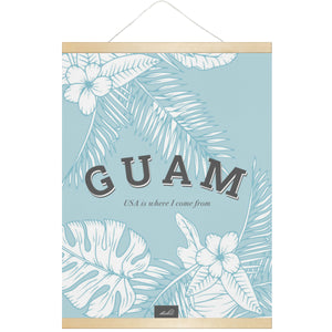 Guam USA Jungle Leaves Hanging Canvas Poster with Wood Frame