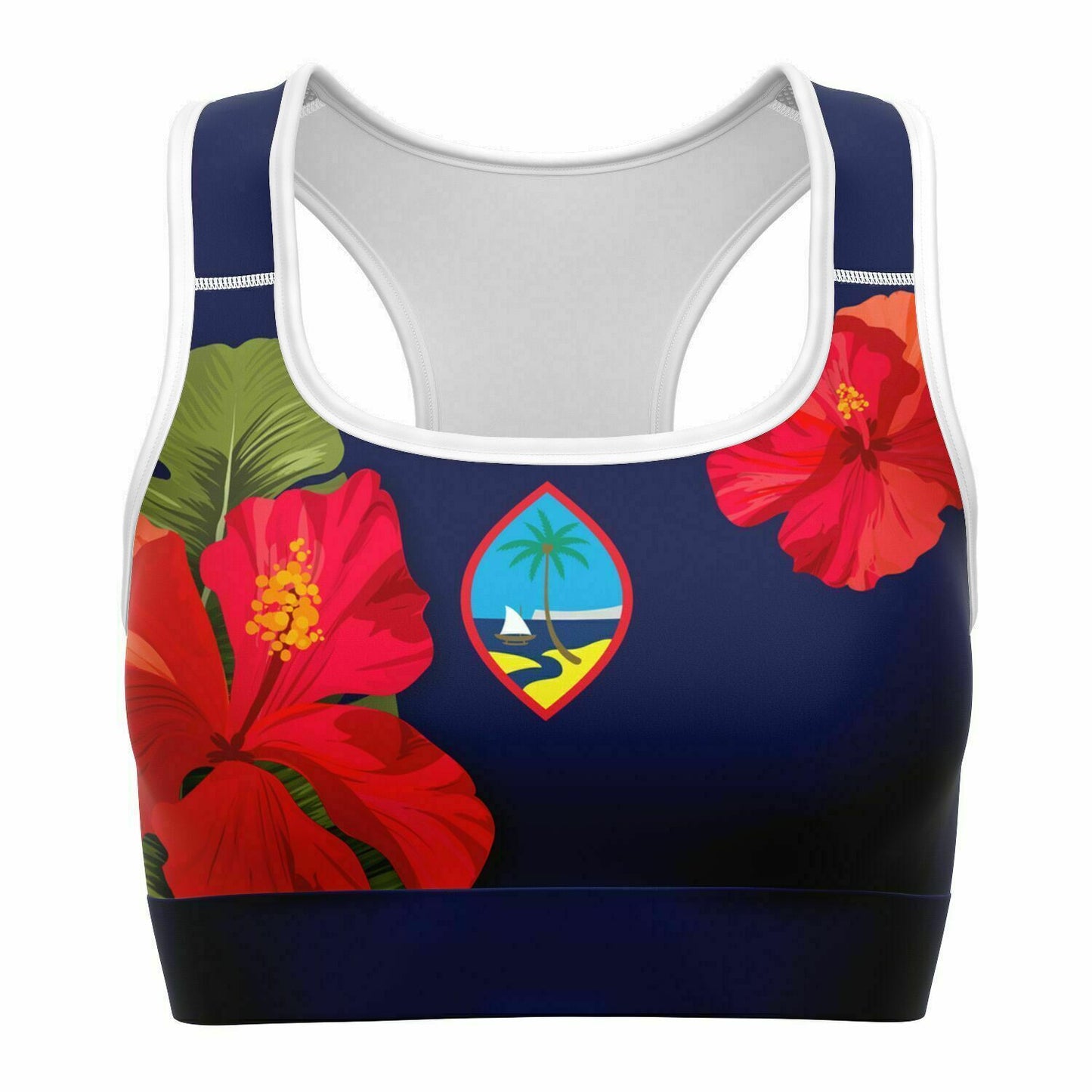 Guam Seal Hibiscus Paradise Sports Bra