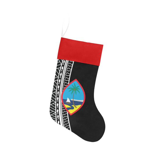 Guam Seal Tribal Black Christmas Stocking