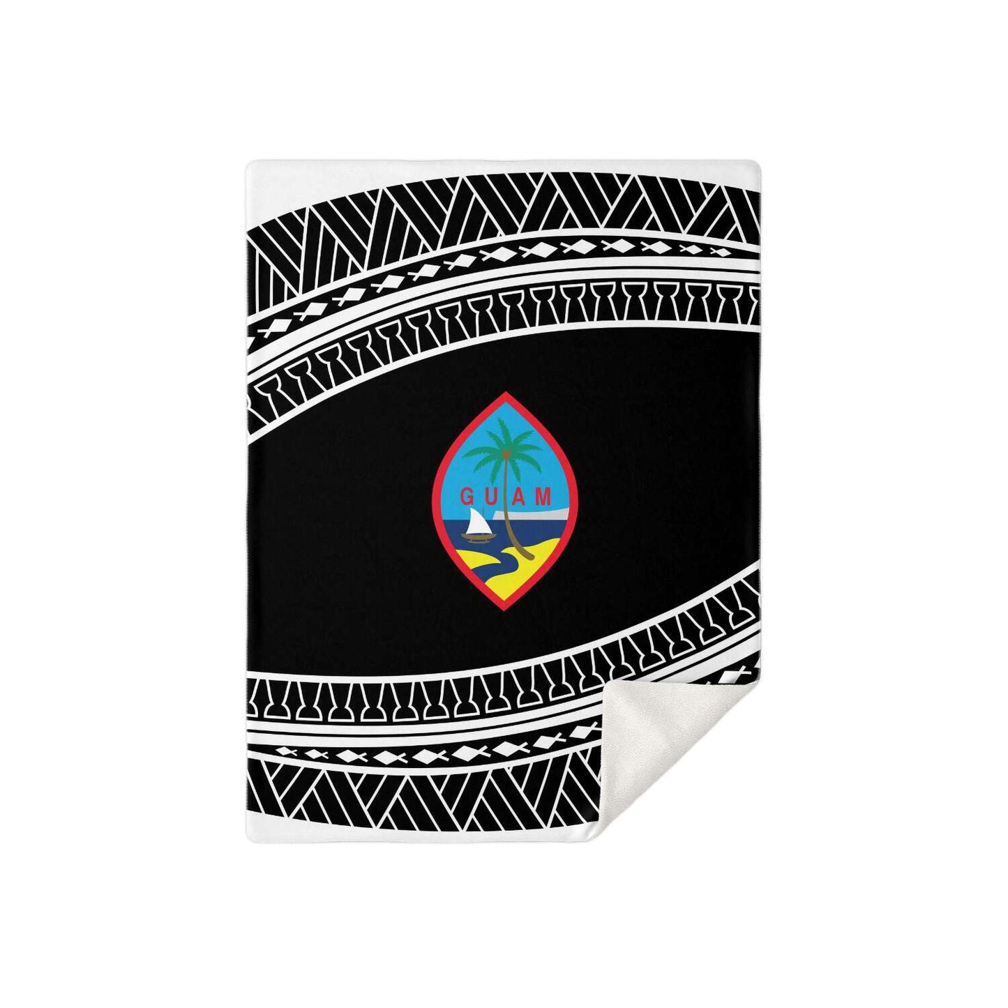 Guam Seal Tribal Black Microfleece Blanket