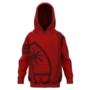 Kids Guam Seal Tribal Red Pullover Hoodie