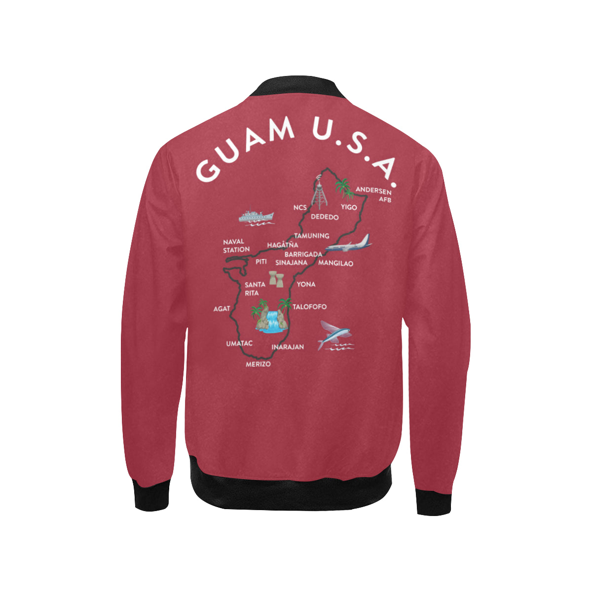 Kids Guam Map Red Bomber Jacket