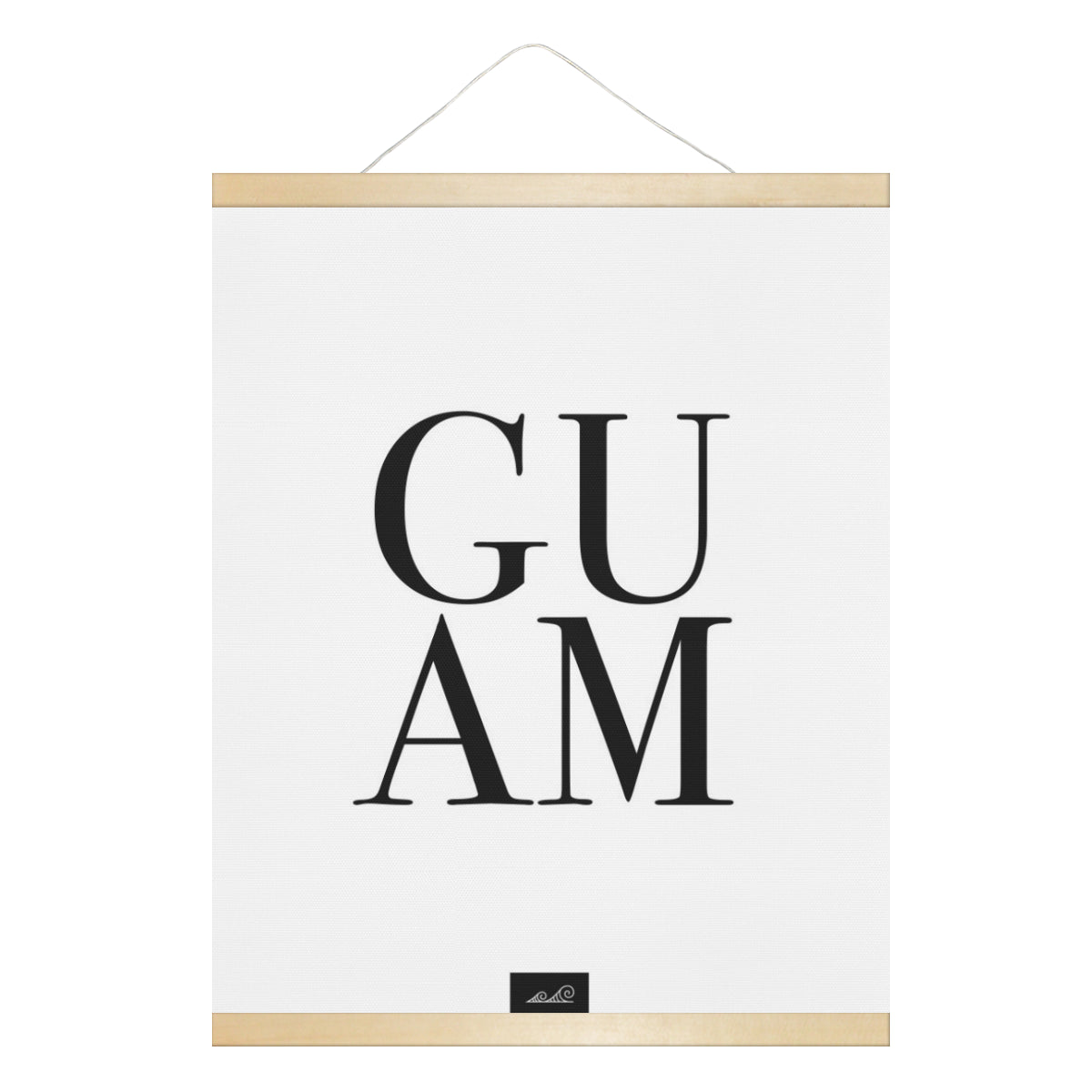 Guam Text Hanging Canvas Poster with Wood Frame