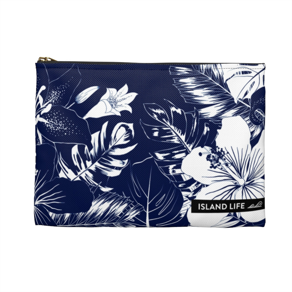 Guam CNMI Blue Floral Accessories Carry All Pouch