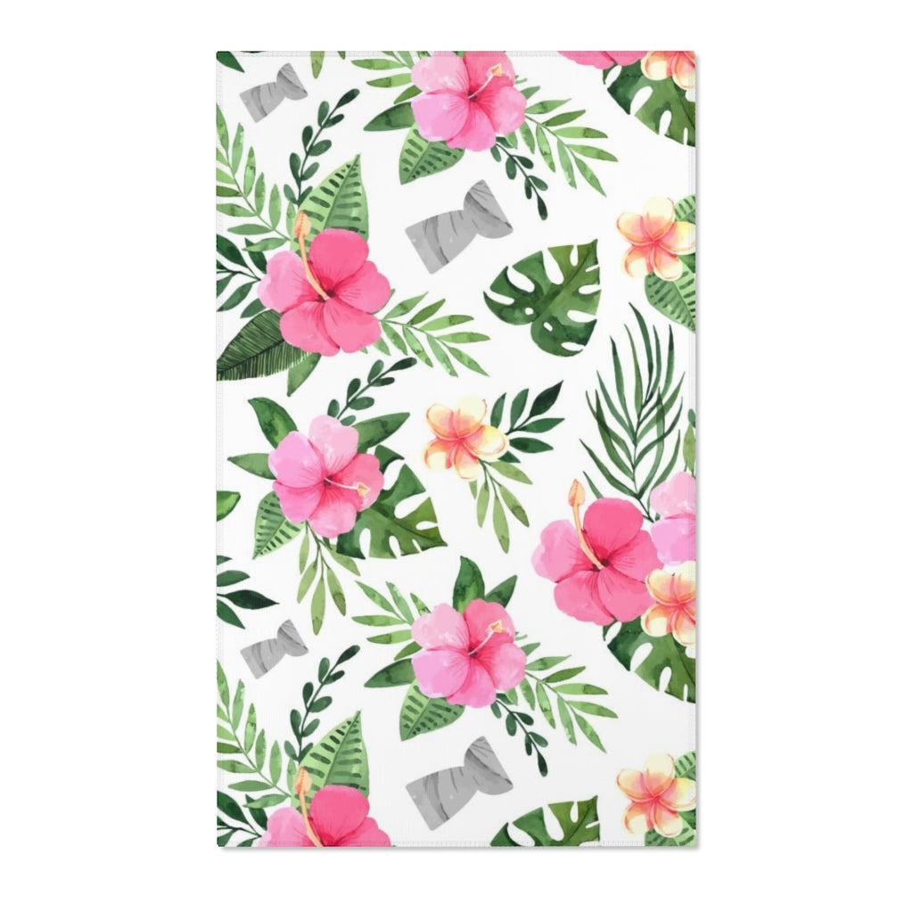 Latte Stone Pink Hibiscus Nursery Area Rug