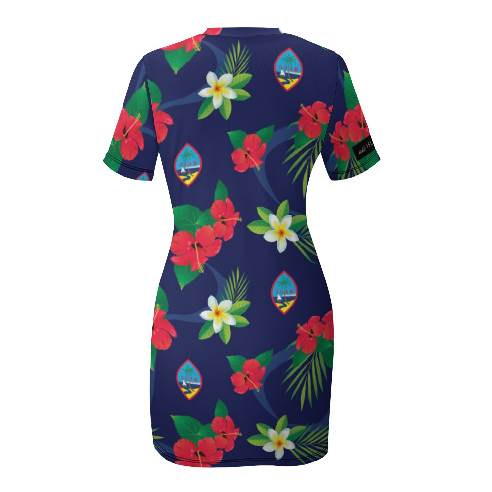 Guam Flag Flowers Women's Summer Short Dress